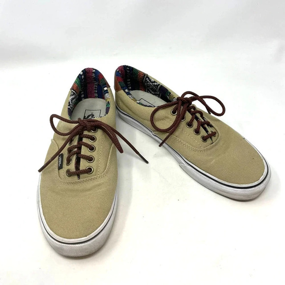 VANS Classic‎ Canvas Tan Aztec Blanket Low Top Sneaker Shoes Size 9 - Picture 3 of 9